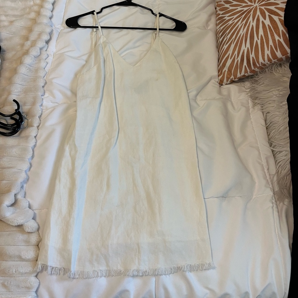 Lulus crème tank top shift dress with Fray detail